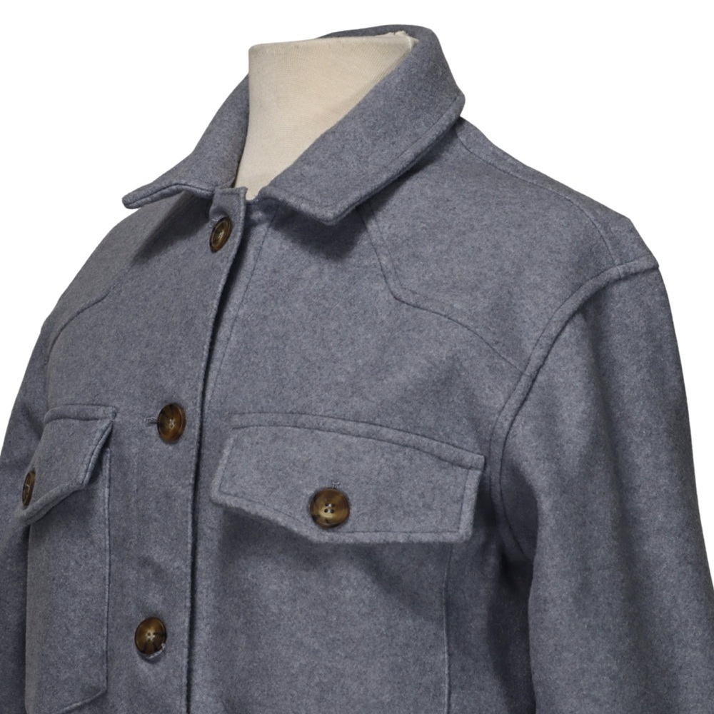 Love Tree Button-Up Shacket Wool-Like Texture Win… - image 6